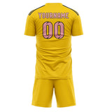 Custom Gold Light Pink Soccer Jersey