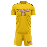 Custom Gold Light Pink Soccer Jersey