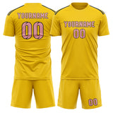 Custom Gold Light Pink Soccer Jersey