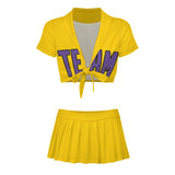 Custom Gold Light Purple Cheerleading Uniform Set