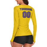 Custom Gold Light Purple Women's Long-Sleeve Shirt