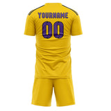 Custom Gold Light Purple Soccer Jersey