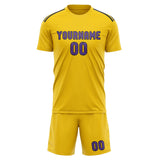Custom Gold Light Purple Soccer Jersey