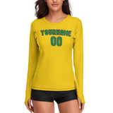 Custom Gold Emerald Green Women's Long-Sleeve Shirt