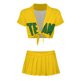 Custom Gold Emerald Green Cheerleading Uniform Set
