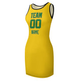 Custom Gold Emerald Green Sleeveless Vest Dress