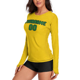 Custom Gold Emerald Green Women's Long-Sleeve Shirt