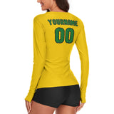 Custom Gold Emerald Green Women's Long-Sleeve Shirt