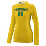 Custom Gold Emerald Green Women's Long-Sleeve Shirt