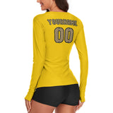 Custom Gold Light Khaki Women's Long-Sleeve Shirt