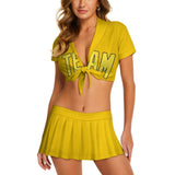 Custom Gold Light Yellow Cheerleading Uniform Set