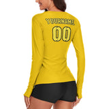 Custom Gold Light Yellow Women's Long-Sleeve Shirt
