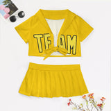 Custom Gold Light Yellow Cheerleading Uniform Set