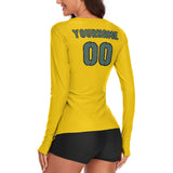 Custom Gold Blue Green Women's Long-Sleeve Shirt