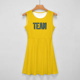 Custom Gold Blue Green Cheerleader Dress