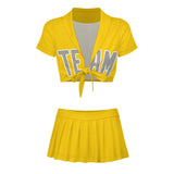 Custom Gold Gray Cheerleading Uniform Set