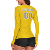 Custom Gold Gray Women's Long-Sleeve Shirt