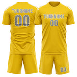Custom Gold Gray Soccer Jersey
