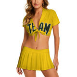 Custom Gold Dark Green Cheerleading Uniform Set