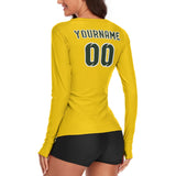 Custom Gold Dark Green Women's Long-Sleeve Shirt