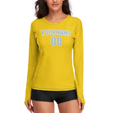 Custom Gold Light Blue Women's Long-Sleeve Shirt