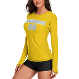 Custom Gold Light Blue Women's Long-Sleeve Shirt