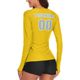 Custom Gold Light Blue Women's Long-Sleeve Shirt