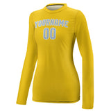 Custom Gold Light Blue Women's Long-Sleeve Shirt