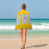 Custom Gold Light Blue Beach Towel
