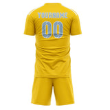 Custom Gold Light Blue Soccer Jersey