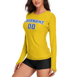 Custom Gold Sky Blue Women's Long-Sleeve Shirt