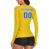 Custom Gold Sky Blue Women's Long-Sleeve Shirt