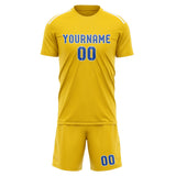 Custom Gold Sky Blue Soccer Jersey