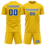 Custom Gold Sky Blue Soccer Jersey