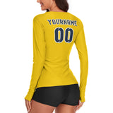 Custom Gold Blue Women's Long-Sleeve Shirt