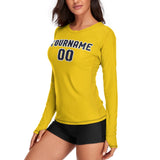 Custom Gold Navy Women's Long-Sleeve Shirt