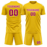 Custom Gold Pink Soccer Jersey