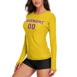 Custom Gold Coral Red Women's Long-Sleeve Shirt