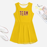Custom Gold Coral Red Cheerleader Dress