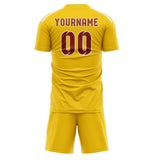 Custom Gold Coral Red Soccer Jersey