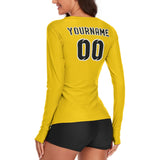 Custom Gold Black Women's Long-Sleeve Shirt