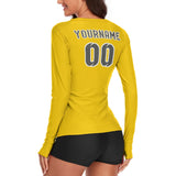 Custom Gold Dark Grey Women's Long-Sleeve Shirt