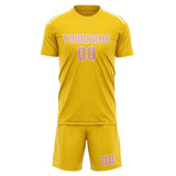 Custom Gold Light Pink Soccer Jersey