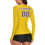 Custom Gold Light Purple Women's Long-Sleeve Shirt