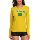 Custom Gold Emerald Green Women's Long-Sleeve Shirt