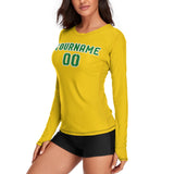 Custom Gold Emerald Green Women's Long-Sleeve Shirt