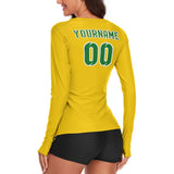 Custom Gold Emerald Green Women's Long-Sleeve Shirt