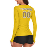 Custom Gold Light Khaki Women's Long-Sleeve Shirt