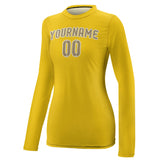 Custom Gold Light Khaki Women's Long-Sleeve Shirt