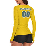 Custom Gold Blue Green Women's Long-Sleeve Shirt